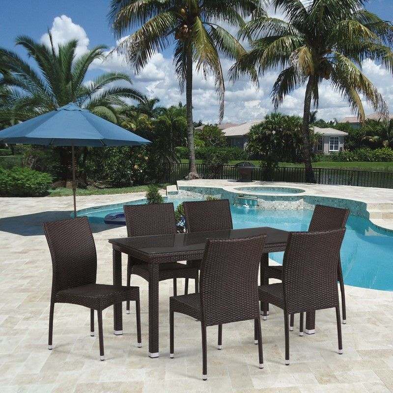 Обеденный комплект плетеной мебели «T256A» Y380A-W53 Brown 6Pcs