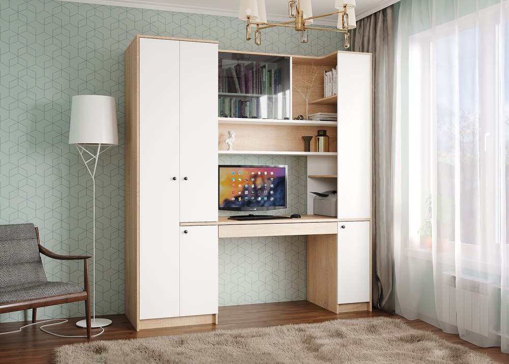 Стол с системой хранения 12.92 «Микс» Дуб сонома /Белый шагрень