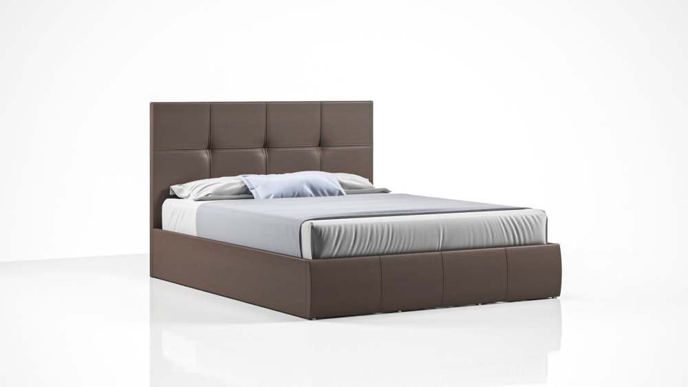 Интерьерная кровать с подъемным механизмом «Твист» Экокожа темно-коричневая