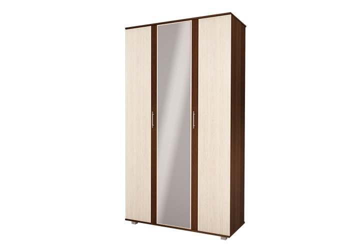 Шкаф 3х-створчатый с зеркалом «Анна-С3» Дуб венге/Дуб молочный