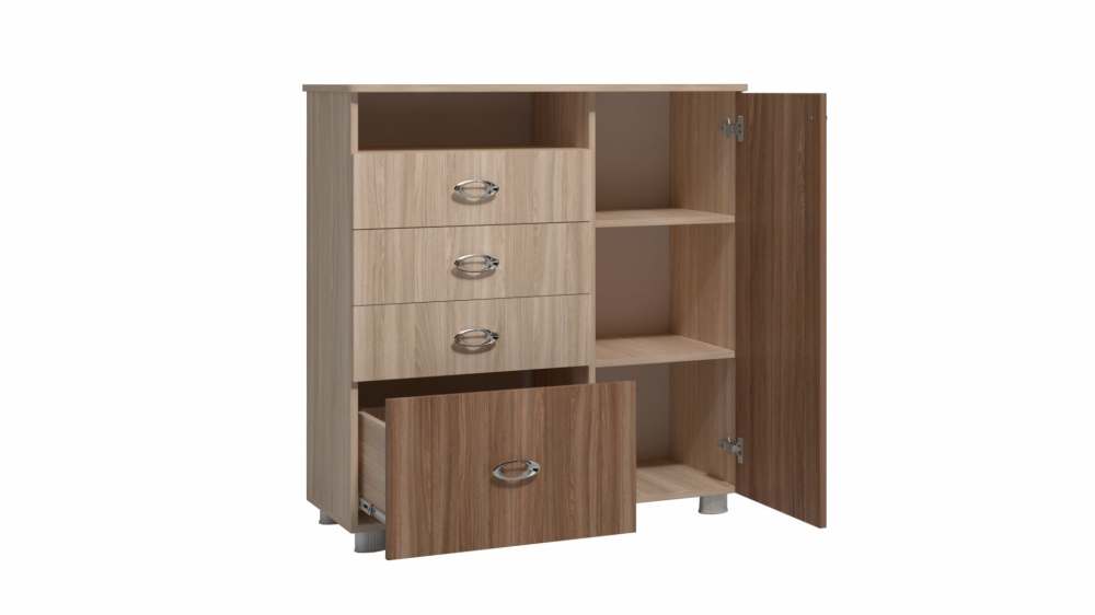 Комод ПМ-6 «Юниор-6» МДФ Ясень шимо темный/Ясень шимо светлый