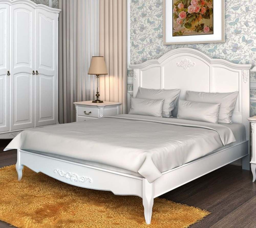 Кровать с жесткой спинкой «Aletan» Слоновая кость