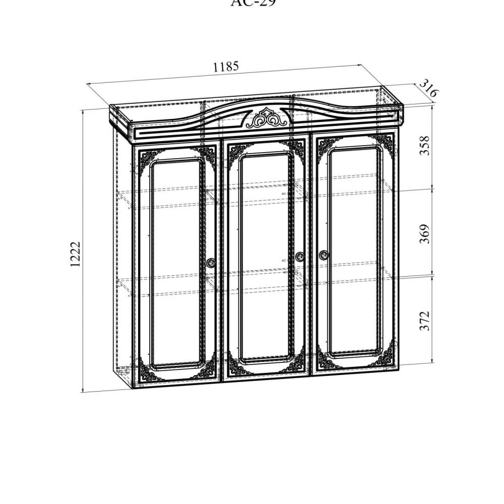 Шкаф-витрина «Ассоль плюс» АС-29 Грей