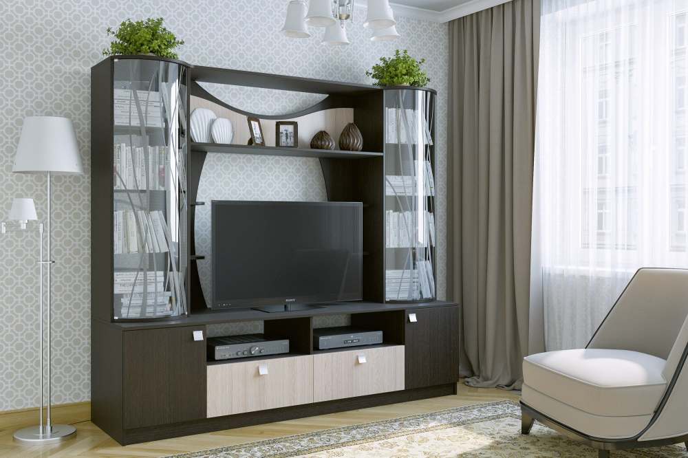 Стенка с тумбой для ТВ «Гамма-15» Венге/Дуб млечный 