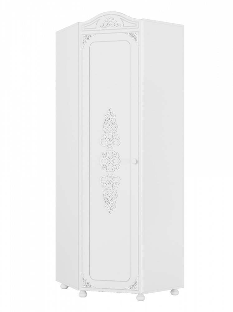 Шкаф угловой «Ассоль» АС-521К (левый c короной) белое дерево