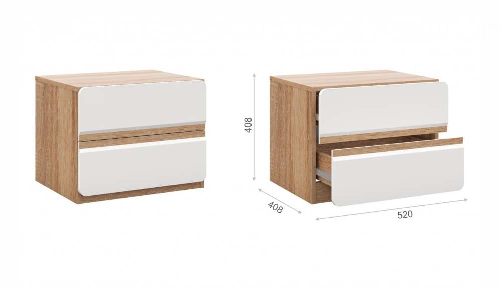 Тумба прикроватная «Дакота» Дуб Сонома/МДФ Белый глянец