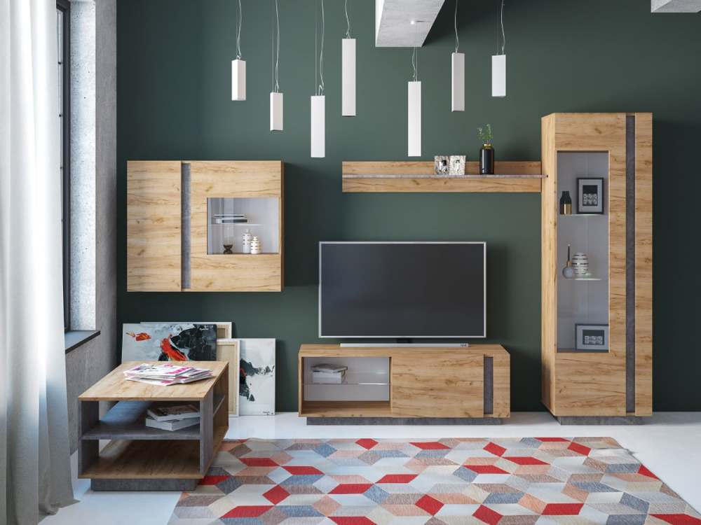 Полка 10.110 «Арчи» Дуб Крафт золотой/Камень тёмный