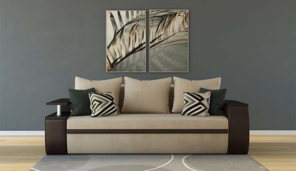 Диван прямой «Атика NEW» Cortex beige/Teos dark brown