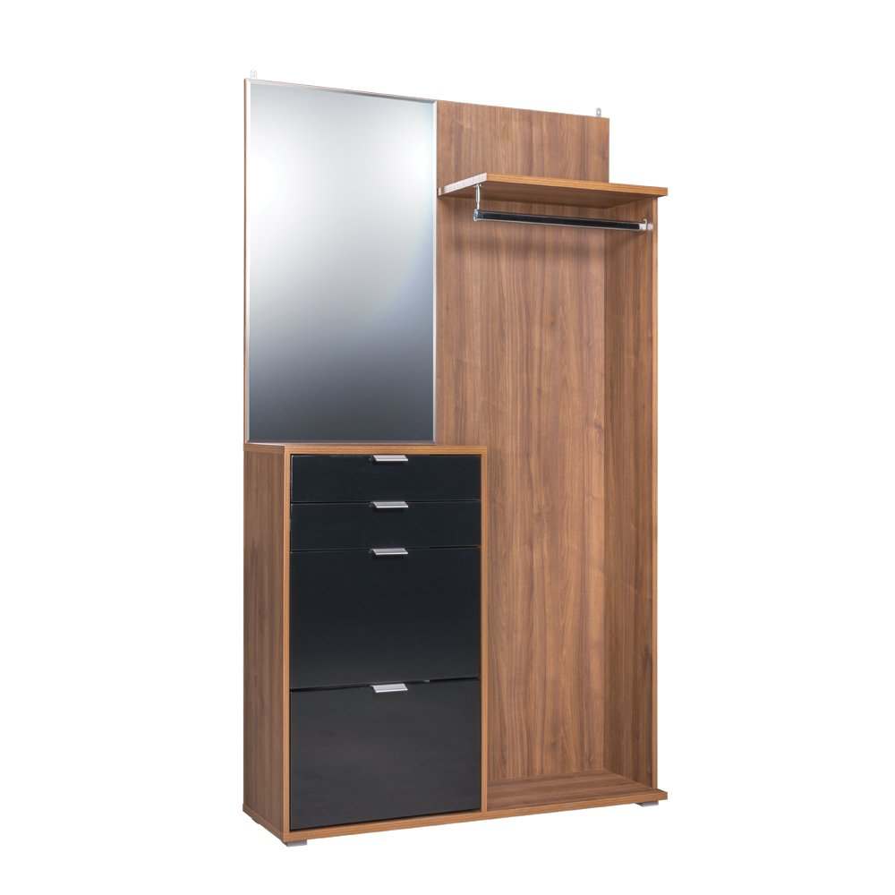 Шкаф многоцелевого назначения 10.21 «Нэкст» Орех Селект каминный/Чёрный глянец