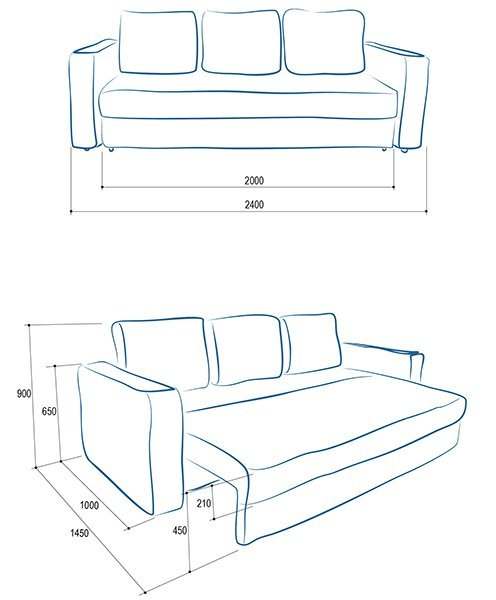 Диван «Комфорт 1» Стрит грей размеры