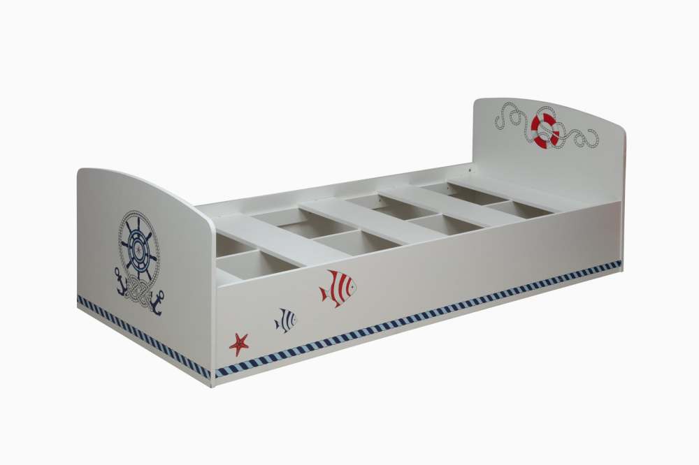 Кровать одинарная «Лего 2» Белый/Кораблик
