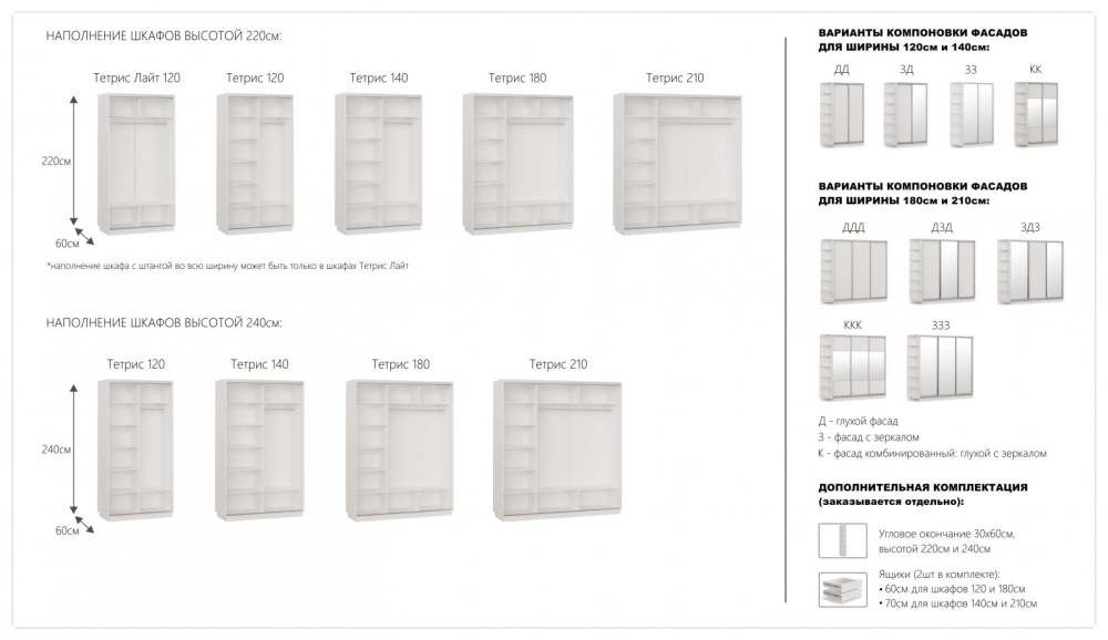 Шкаф-купе трехдверный 180х220 ККК «Тетрис» Белый жемчуг
