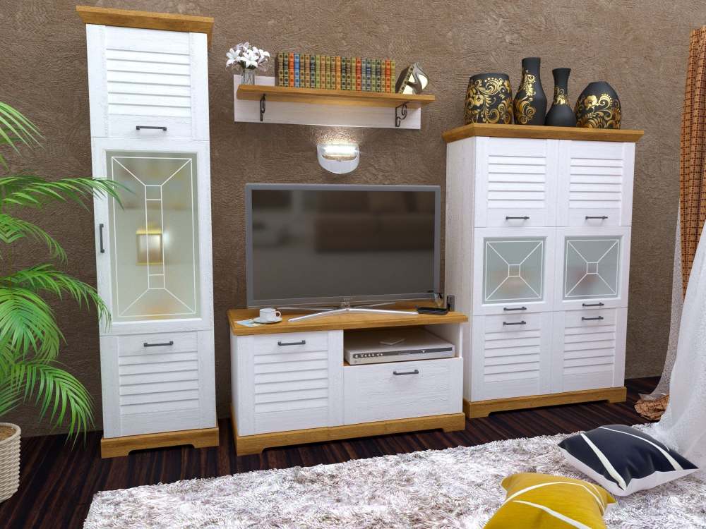 Гостиная «Кантри» Сосна Андерсен/Орех Рибек натуральный