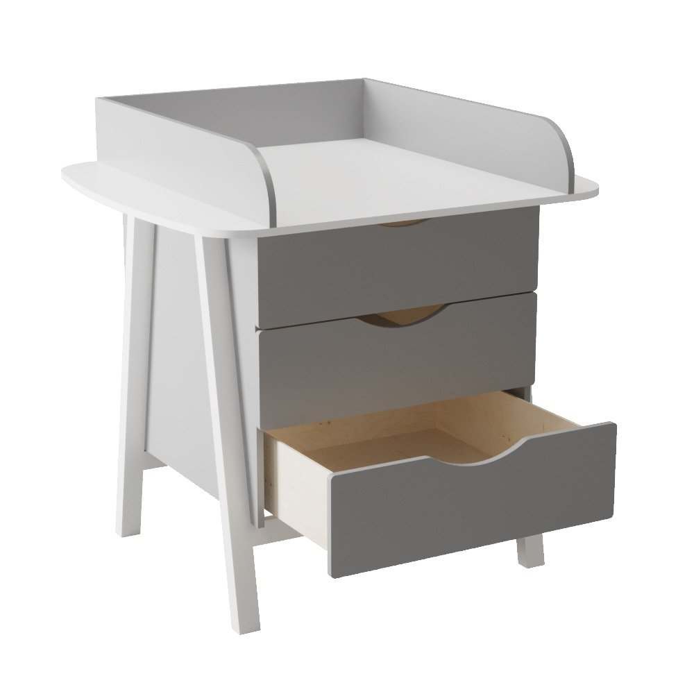 Комод пеленальный «SHOW S» Белый/Натуральные ножки, высота 105 см