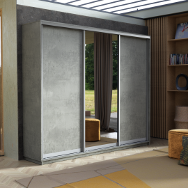 Шкаф-купе «Экспресс 45 Трио» Медиум 1 ДСП/Зеркало/ДСП ДСП Бетон