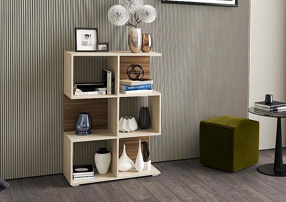 Стеллаж  «6» Дуб молочный, высота 115 см