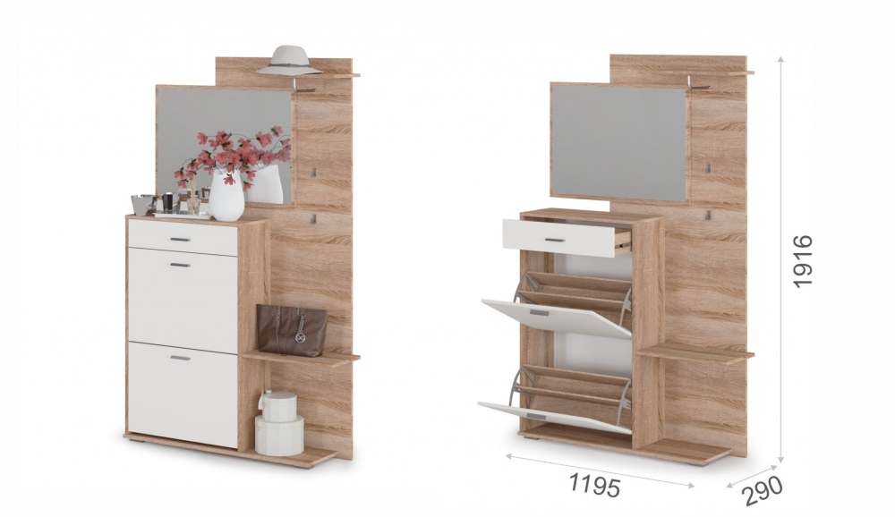 Прихожая «Вито» Дуб сонома/Белый