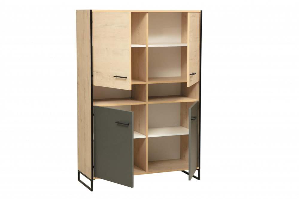 Шкаф 46.02 «Доната» Дуб бунратти светлый/Диамант серый