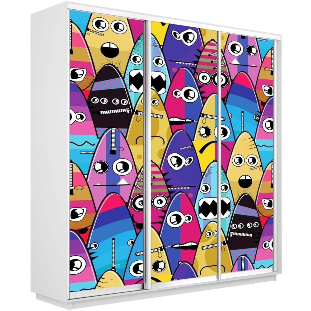 Шкаф-купе «Экспресс Трио» 2200 Фото 1009 белый снег