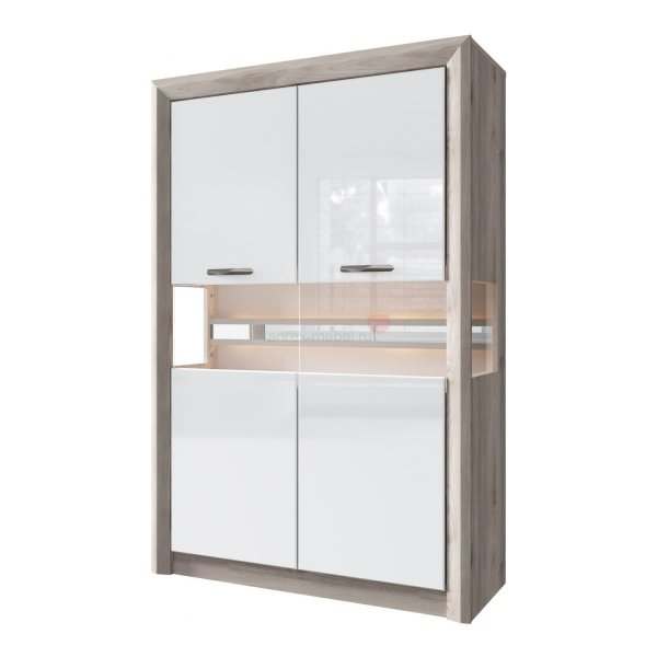 Шкаф-витрина 2V «ORLANDO» каштан найроби/белый глянец