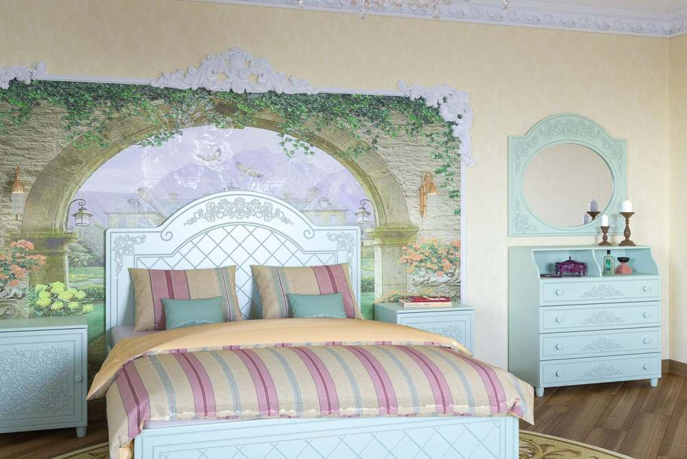 Модульная спальня «Соня» Мята/салат шагрень вариант 3