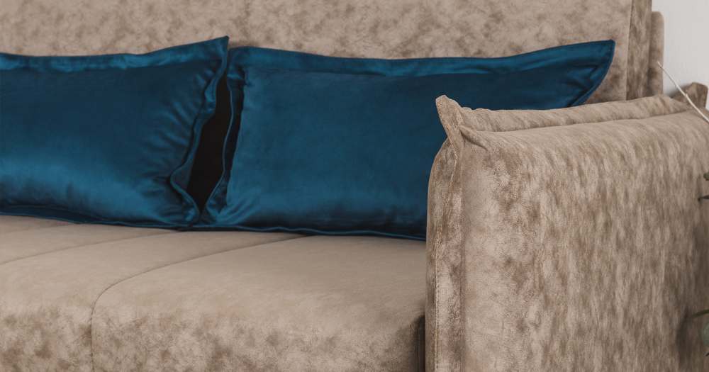 Велюр Аляска беж (бежевый)/Силкшайн 67 (морской лазурный)