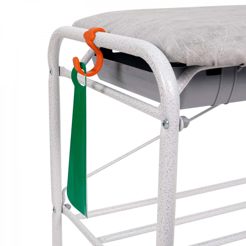 Подставка для обуви 3-х полочная 80 с сиденьем с ящиком Белое серебро