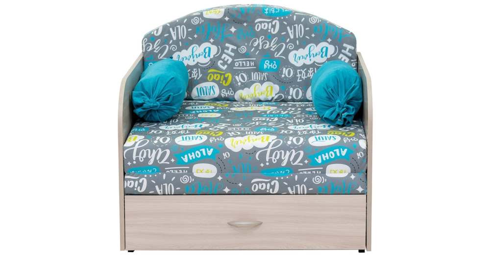 Детский диван-кровать «Антошка 1» 011 Фибра Чао серо-бирюзовый лайм