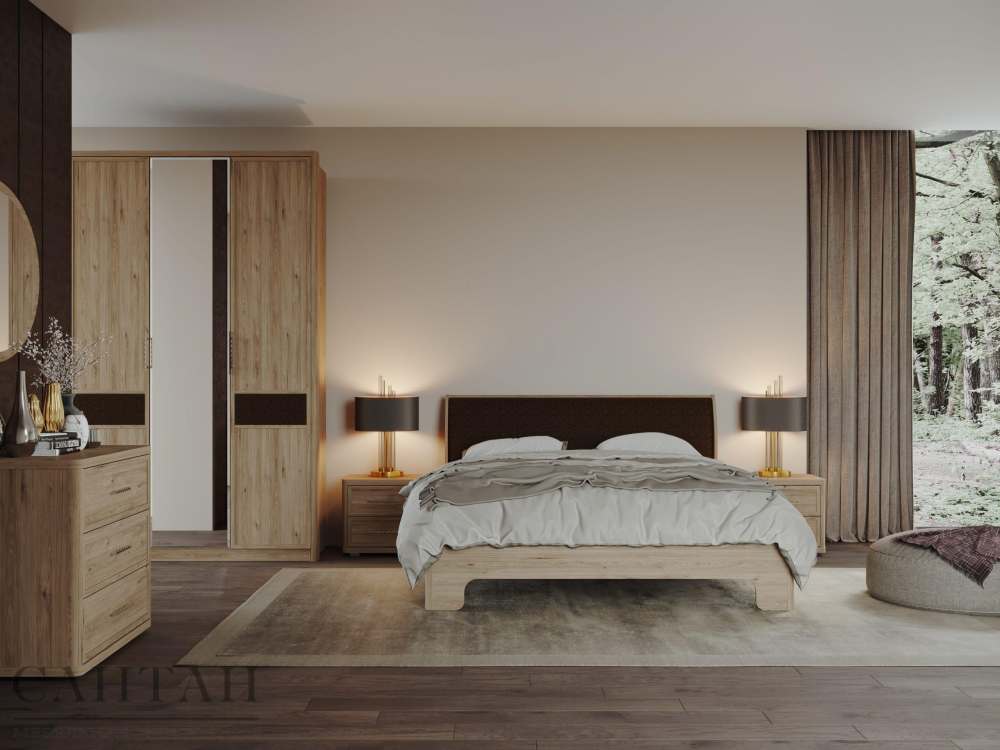 Спальня «Камелия Monro 2» Гикори Джексон светлый/Matrixmat 3117