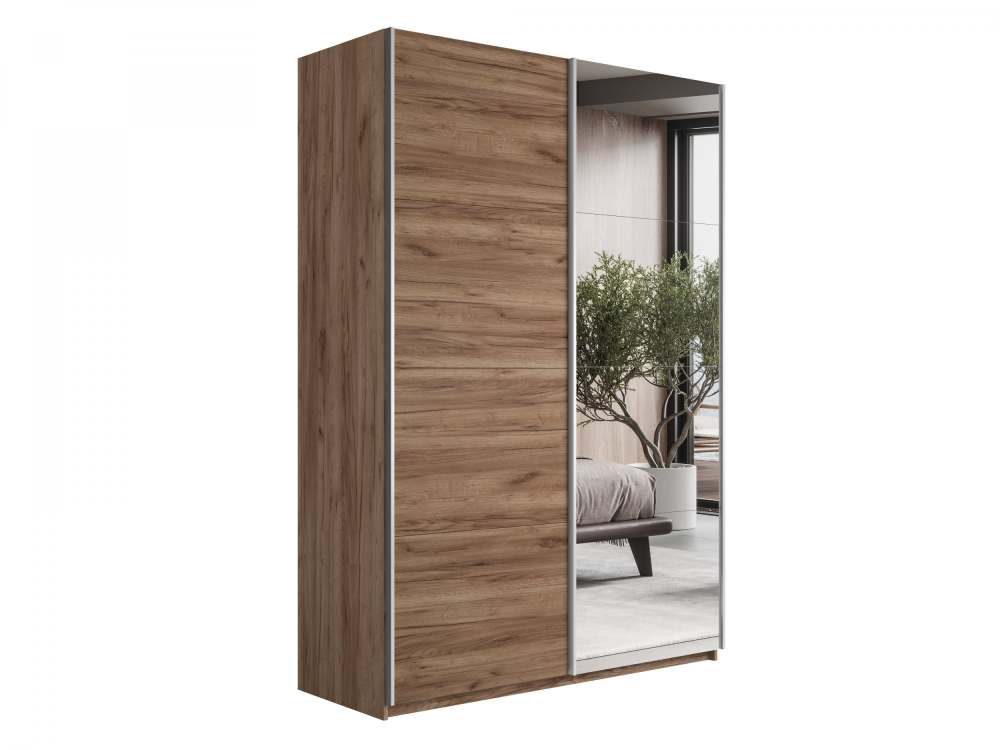Шкаф-купе 2-х дверный «Прайм» ДСП/Зеркало, Крафт Табачный