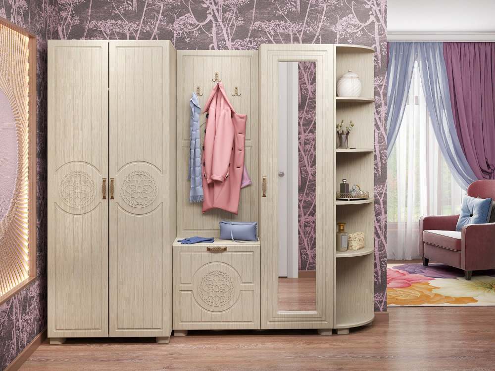 Модульная прихожая «Монблан» Берёза снежная/венге светлый распил вариант 5