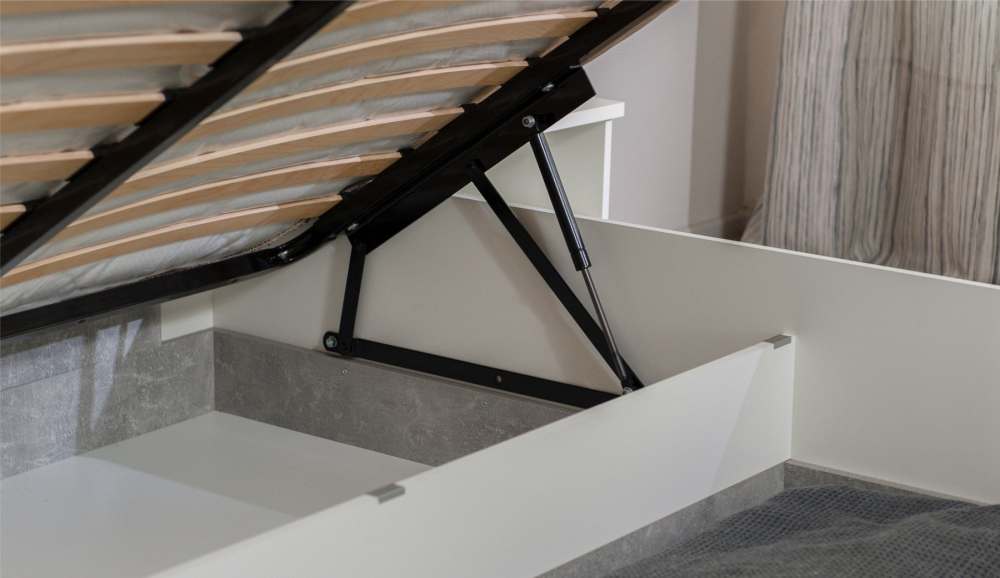 Кровать 160 с подъемным механизмом «Аврора» Белый/Ателье светлый