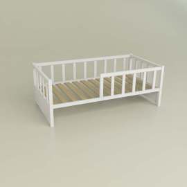 Кроватка «Бейсик Бук» 180х90 Белая/Стойки бук