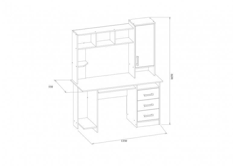 Стол компьютерный «6» Цемент светлый/Белый размеры