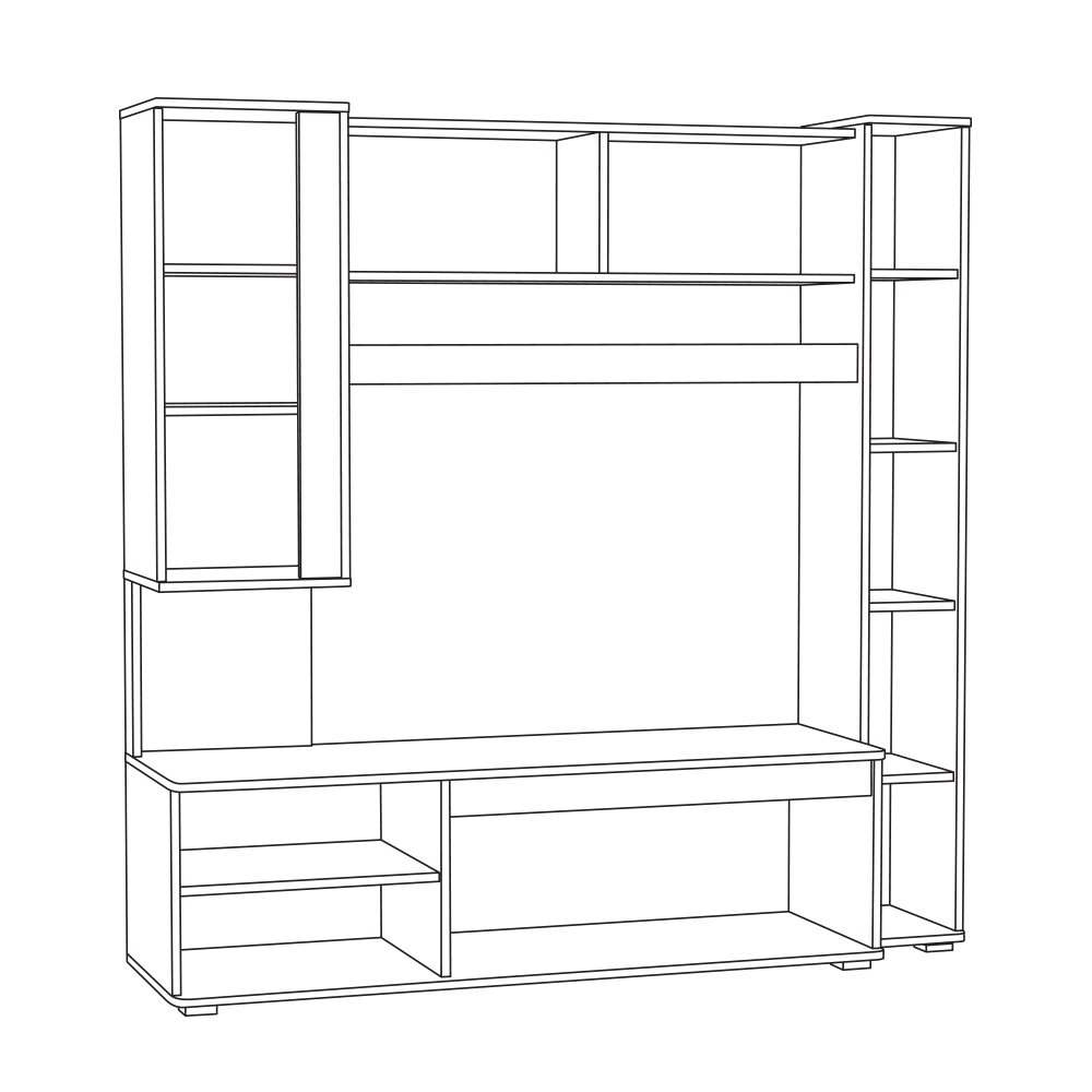 Стенка «Леон» Орех Селект каминный/Камень темный