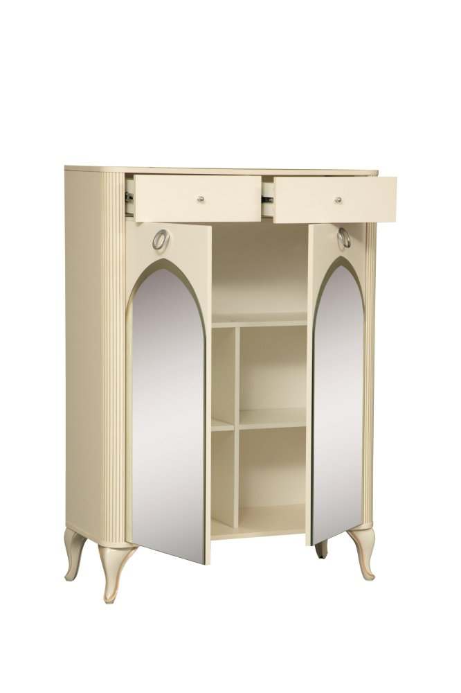 Тумба с зеркалом 43.12 «Стефани» Бежевый/Слоновая кость патина