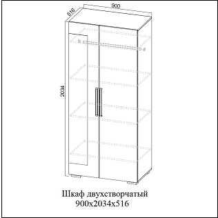 Шкаф двухстворчатый «Лагуна-2» Дуб Сонома/Белый глянец размеры