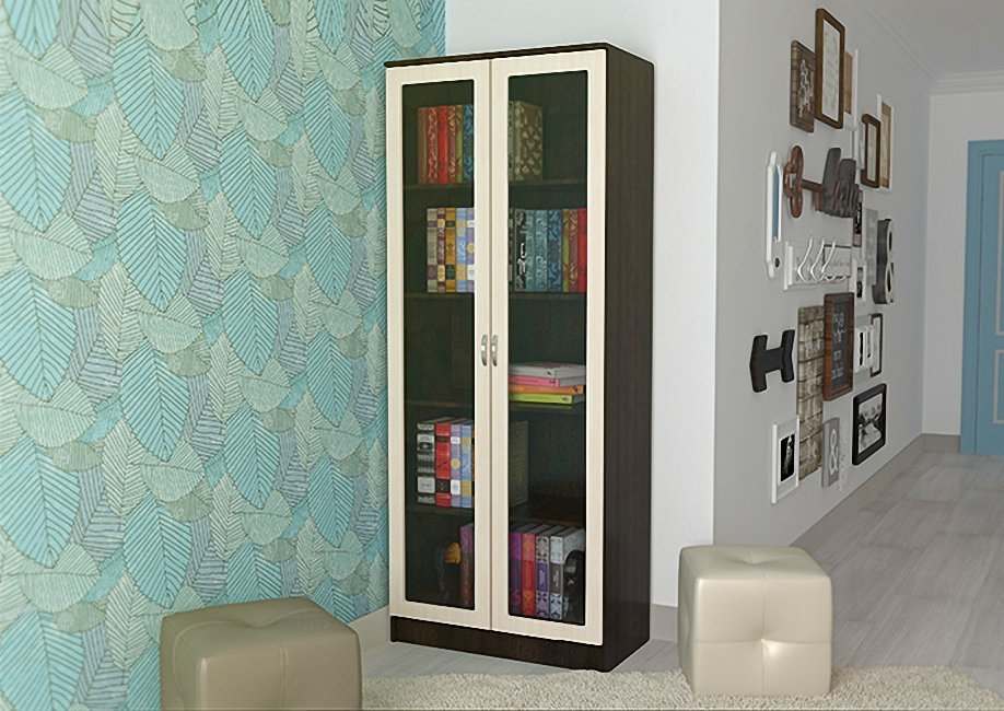 Стеллаж книжный закрытый «01» Венге/дуб молочный, высота 200 см