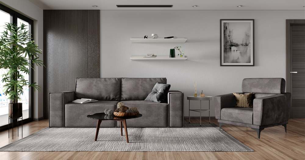 Диван-кровать «Пола» иск.замша ТД 208 Торнадо стоун (серо-коричневый)