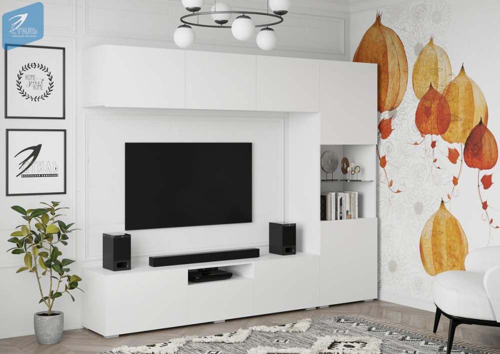 Гостиная «Стенфорд» Белый гладкий/МДФ Белый Софт матовый