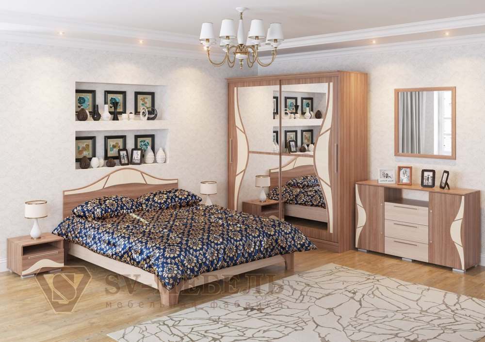 Спальня «Лагуна-5» Ясень шимо темный