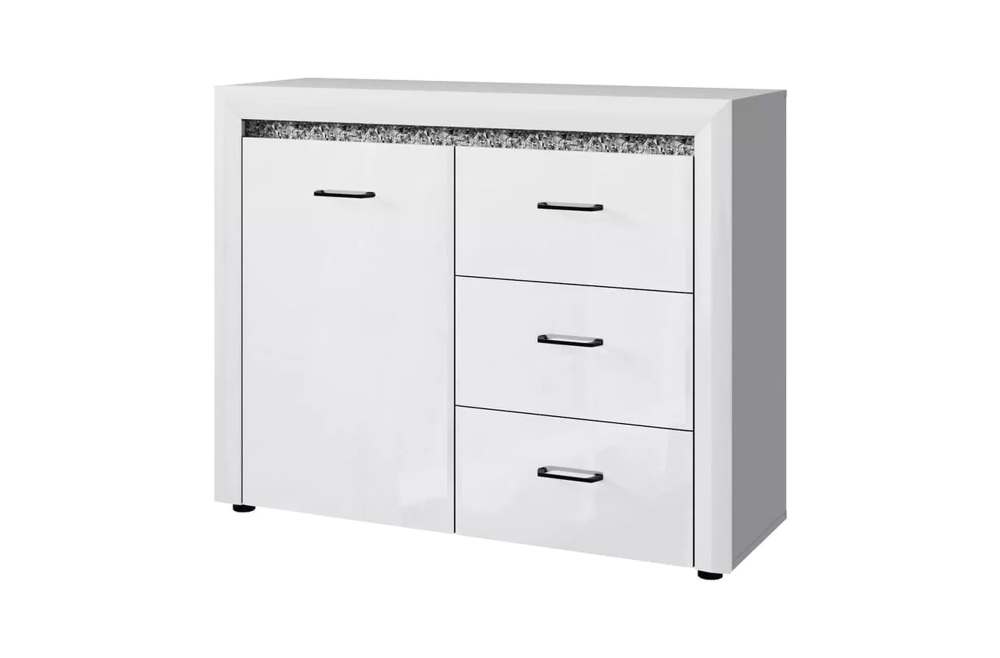 Тумба 1D3S «WhiteBlack» Белый/Белый глянец, 115.8х92.2х40.3 см