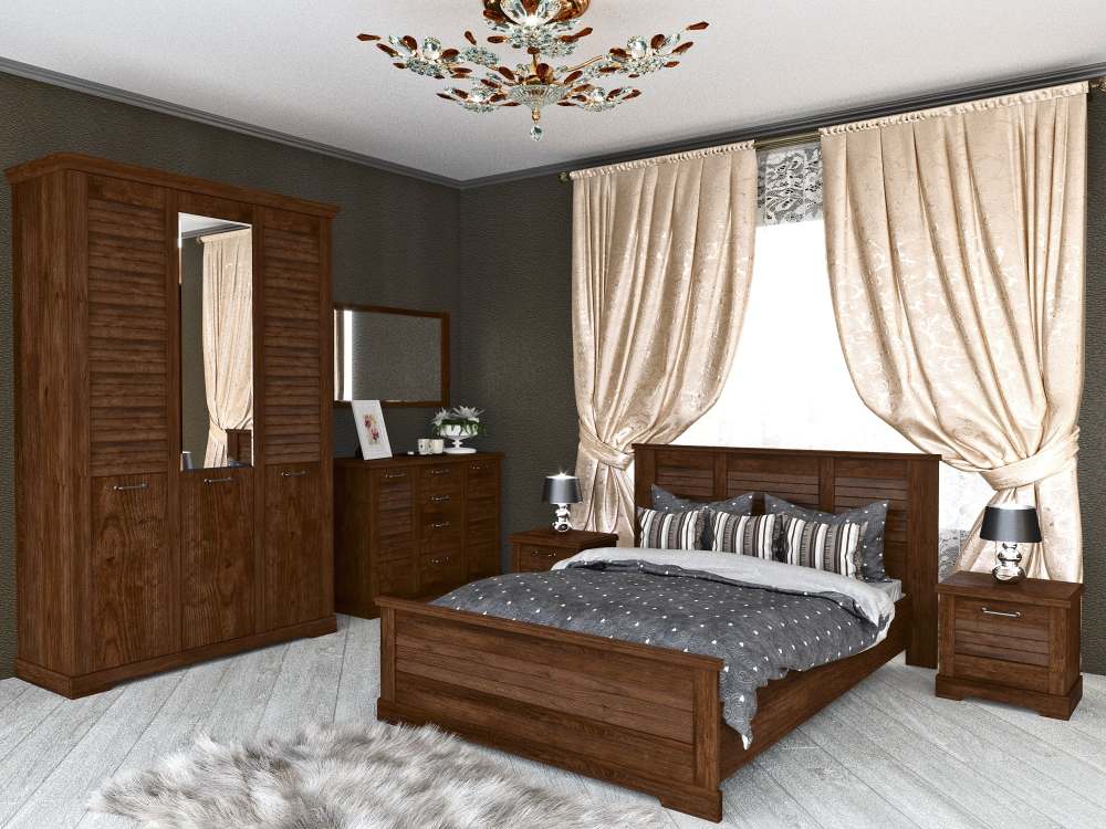 Спальня «Кантри» Орех Рибек темный