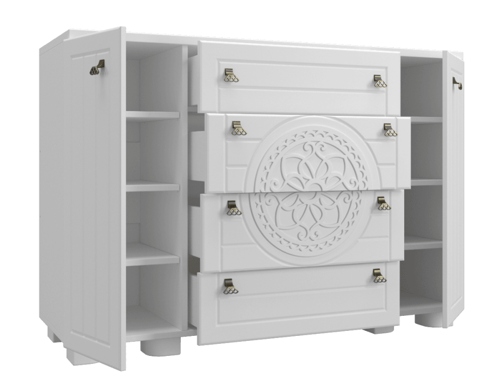 Комод «Монблан» МБ-36К белое дерево, высота 85 см