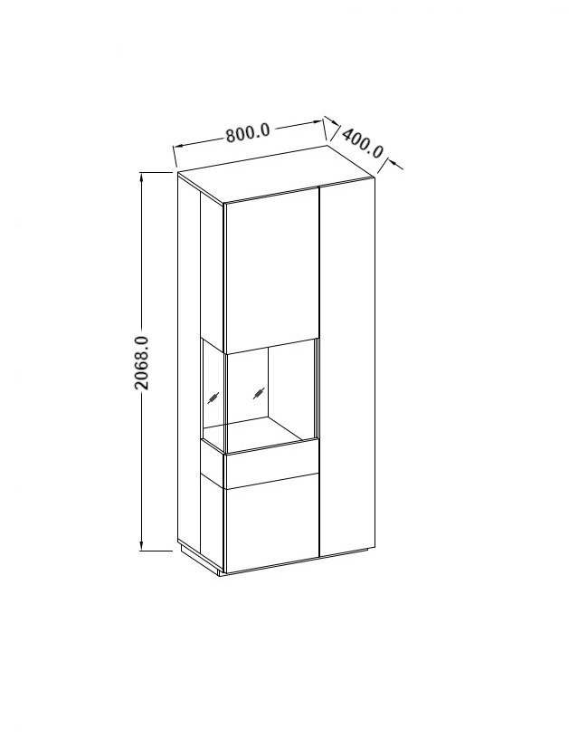 Витрина «Silke» 2D-L 247JGY typ 12 (левая) Белый глянец/Дуб вотан