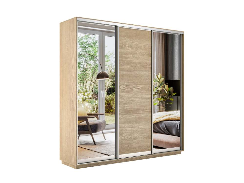 Трехдверный шкаф-купе «Экспресс 45 Трио» Медиум 2 Сонома, высота 220/240 см