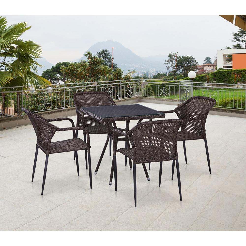 Обеденный комплект плетеной мебели «T282BNT/Y35» W2390 Brown 4Pcs