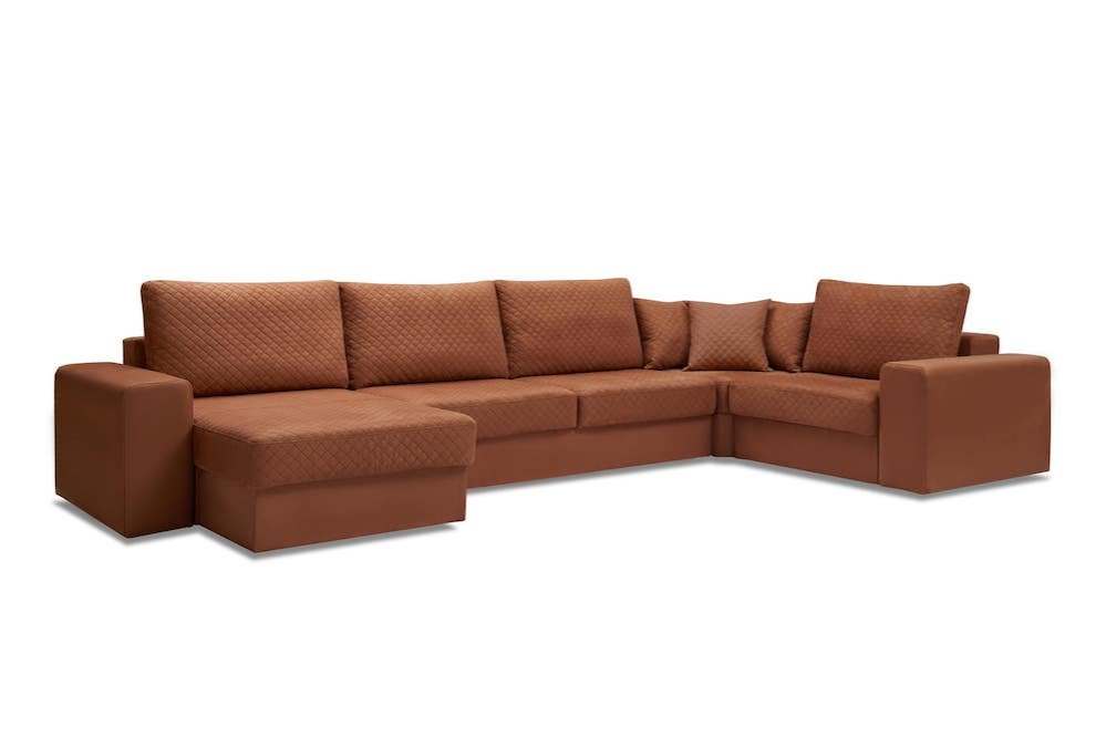 Диван угловой «Даллас» иск.замша Terrakota