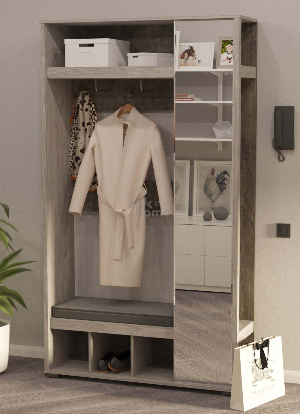 Прихожая «Денвер» Риббек серый/Камень темный