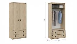 Шкаф 2-х дверный с ящиками «Валенсия» Дуб сонома